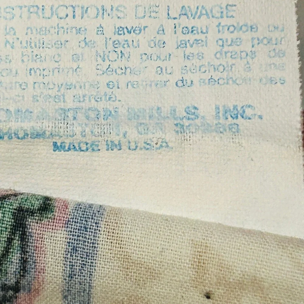 Vintage Thomaston Percale King Flat Sheet Cream Pink Rose Floral USA Cottagecore